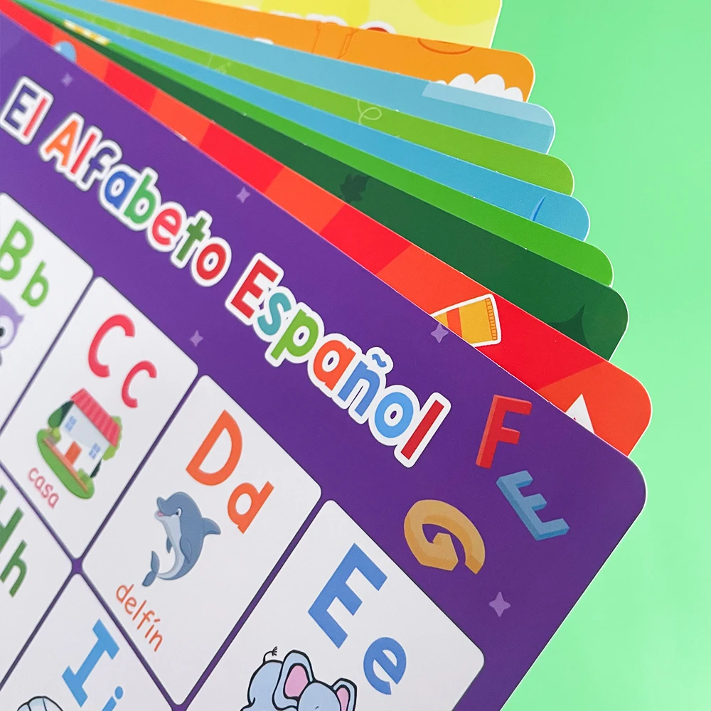 Spanish English Bilingual Words Learning A4 Posters Charts for Kids Kindergarten Classroom Decoration Teacher Teaching Aids 6