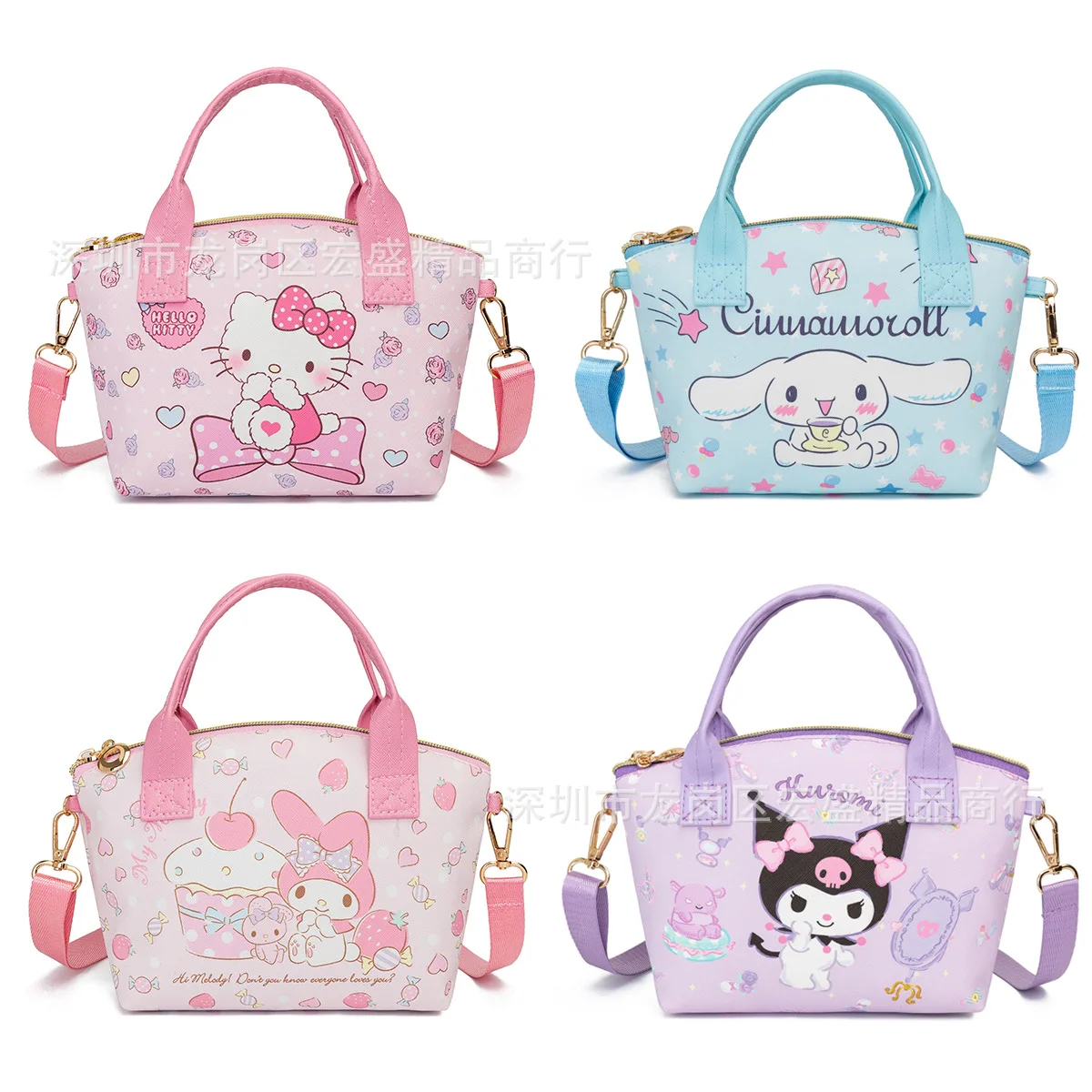 

Sanrio Cartoon Children Leather Hello Kitty Melody Kuromi Makeup Bag Crossbody Bag One Shoulder Handbag Shoulder Case Girls Gift