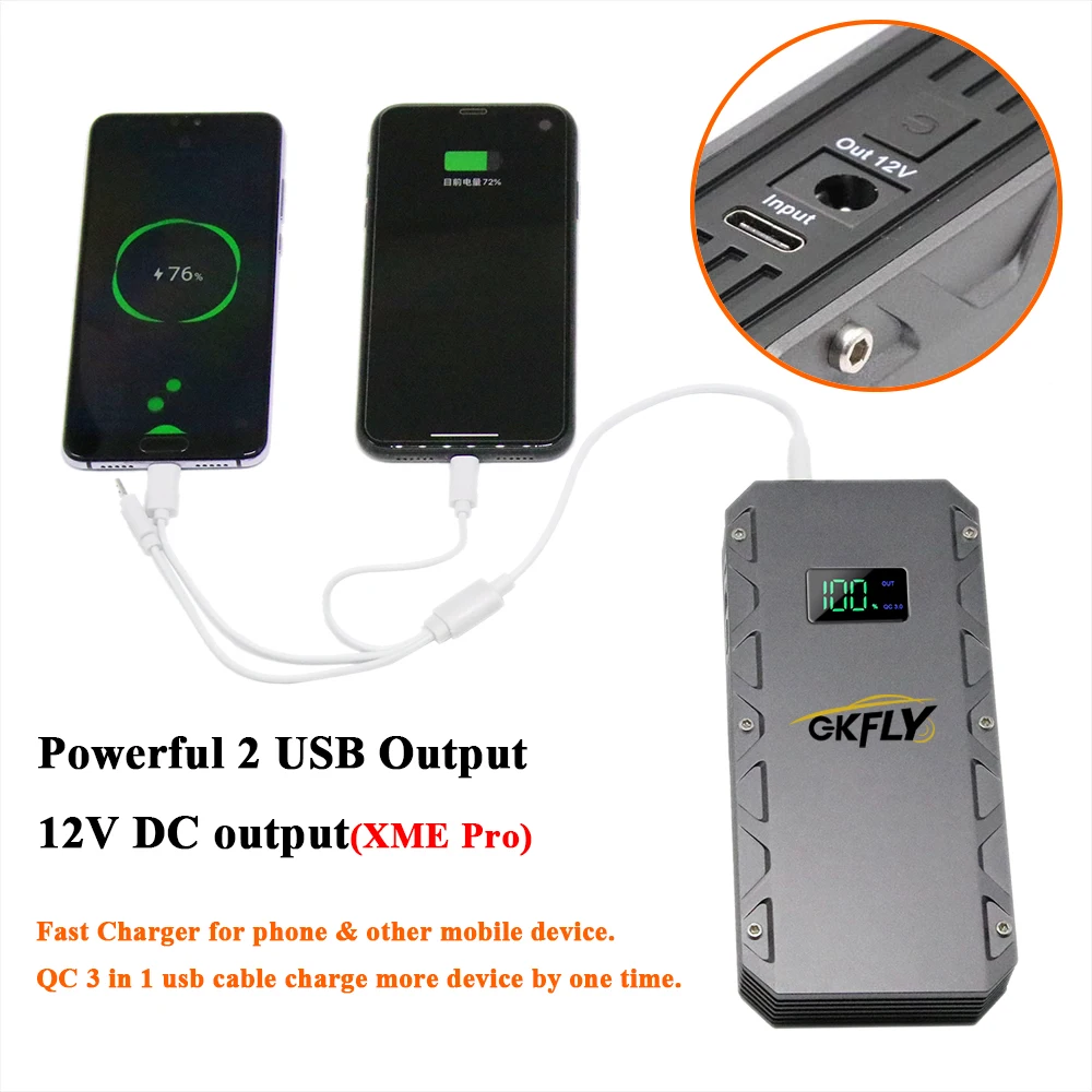 GKFLY 3000A/4000A/6000A Jump Starter Power Bank Portable 12V Car Battery Booster Charger LED Light For Petrol Diesel Cars