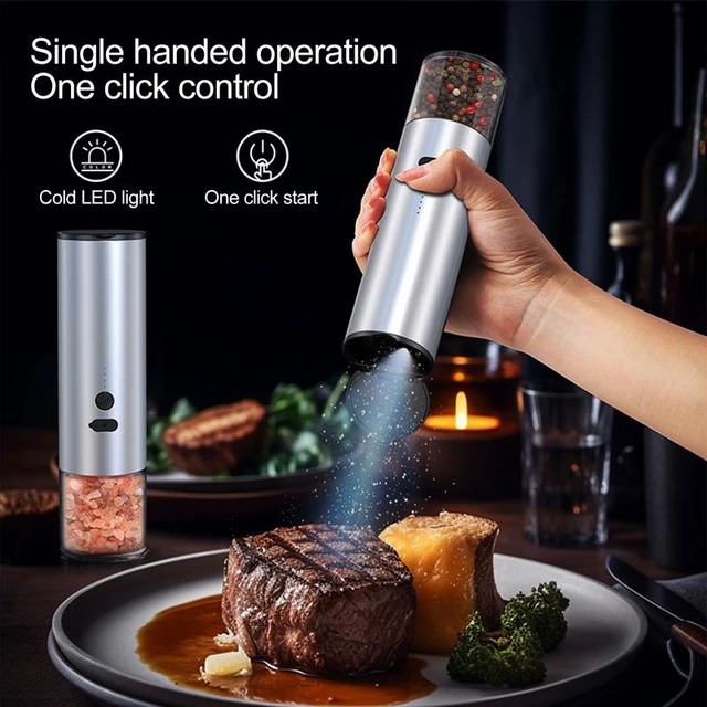 Electric Sea Salt Grinder Refillable Portable Electric Refillable Food Corn  Soybean Salt And Pepper Grinder Mill