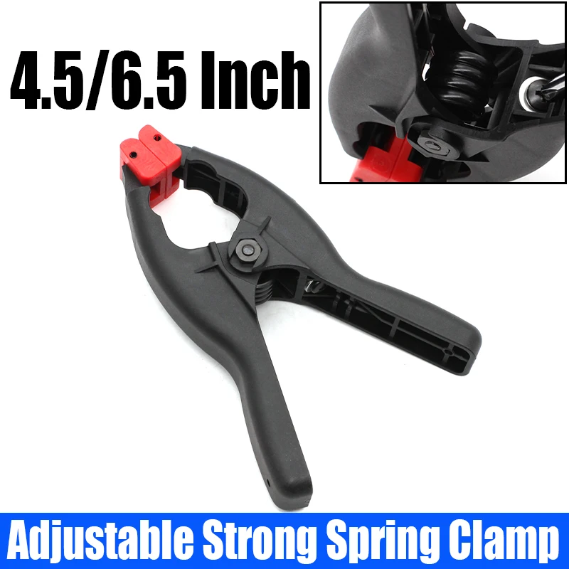 

1PCS 4.5/6.5 Inch Adjustable Strong Spring Clamp Plastic Nylon Clamp A-clip Fixing Clip Woodworking Clamp Clamping Force 1-23kg