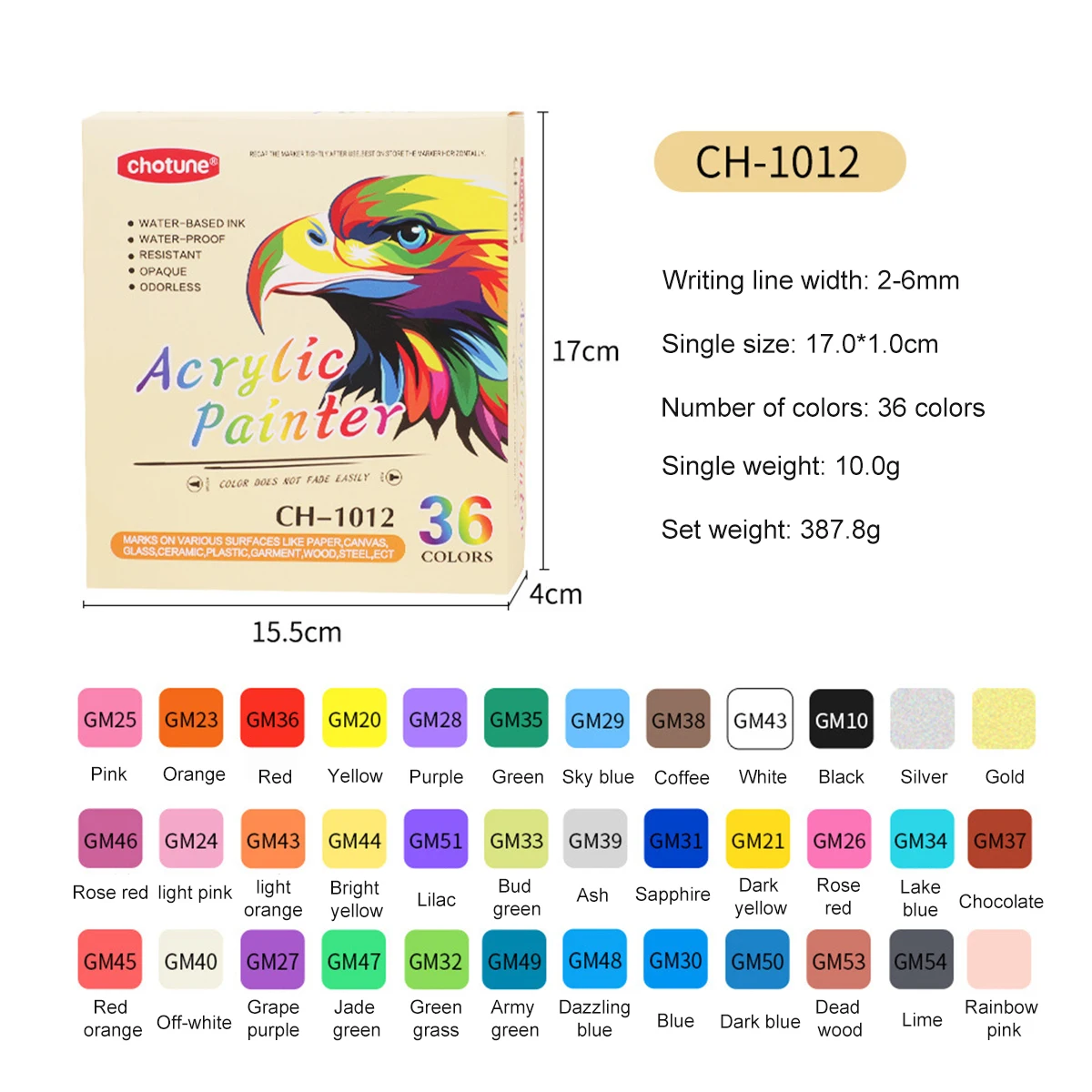 12/24/36 Color Double-ended Acrylic Marker Waterproof Soft Hair DIY Hand-painted Ceramic Graffiti Painting Marker Stationery