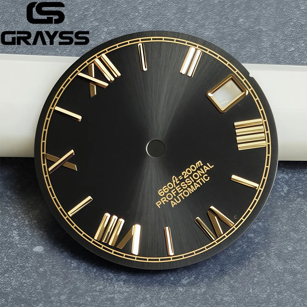 Steel Roman Numerals for DateJust Sunburst Watch Dial - Black, Blue, Gold, Silver Options