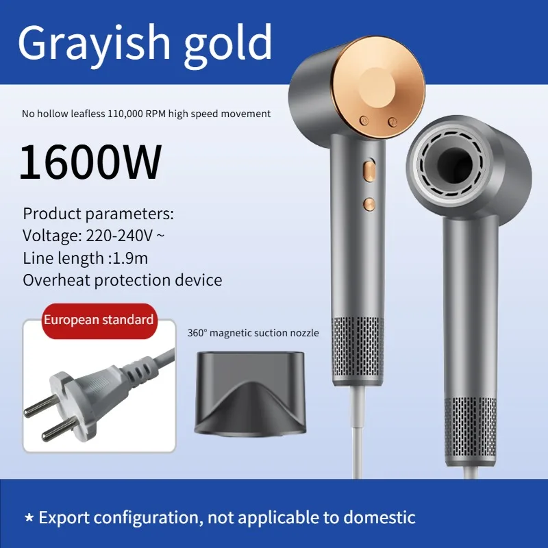 مجفف شعر كهربائي عالي السرعة قوة عالية 1600 وات ال...