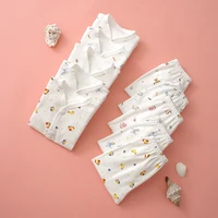 Vêtements pour bébés de 0 à 3 mois, sous-vêtements de maison pour nouveau-né, dessin animé, boutons en coton, vêtements pour bébés filles et garçons, haut à manches longues + pantalon Long 3