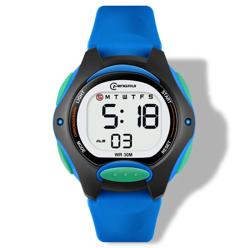 Waterproof Digital Sport Watch for Kids - Black LCD Electronic Timepiece with Alarm