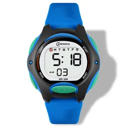 Waterproof Digital Sport Watch for Kids - Black LCD Electronic Timepiece with Alarm (Blue Watch)