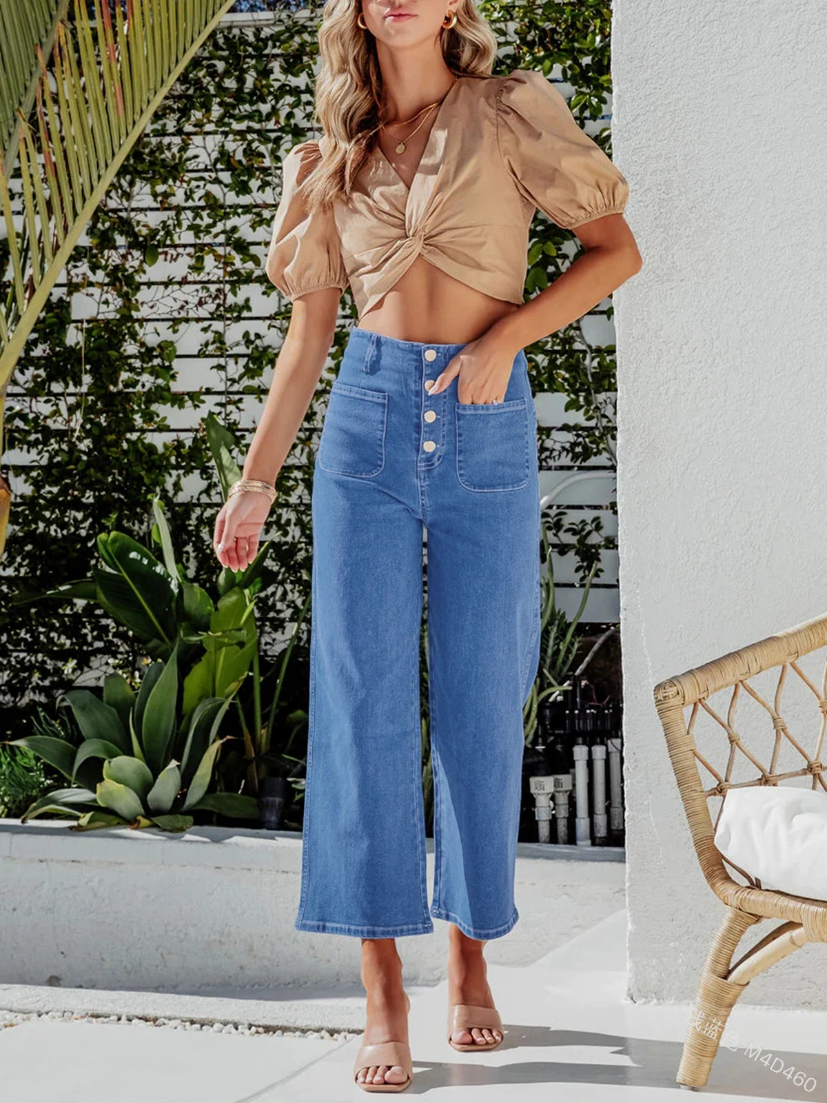 Casual Women's Wide Leg Jeans High Waisted Cropped Jeans Vintage Baggy Vaqueros Spring Denim Pants Female Straight Trousers