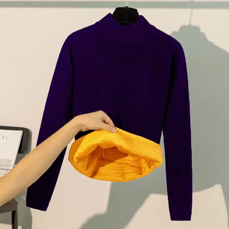 Winter Thermal Underwear Women Fleece Thickening Bottoming Shirt Women's Fashion Thermal Top M-4XL 90KG