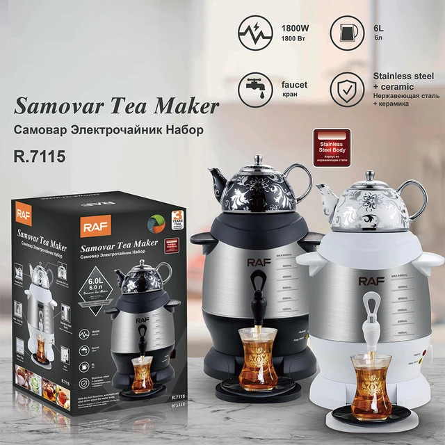 R.7115 Household Electric Samovar Tea Maker 2Color 1800W Strong Power  Stainless Steel Ceramic 6L Electric Kettle - AliExpress