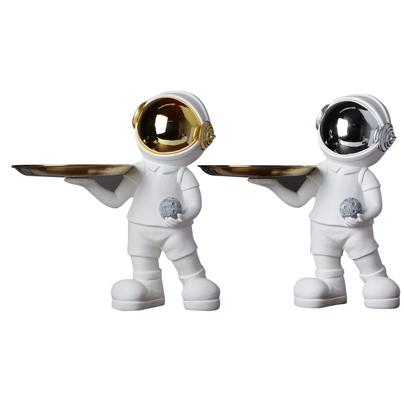 

1Pcs Nordic Space Astronaut Resin Figure Key Storage Tray Porch Art Cosmetics Decoration Home Creative Decoration