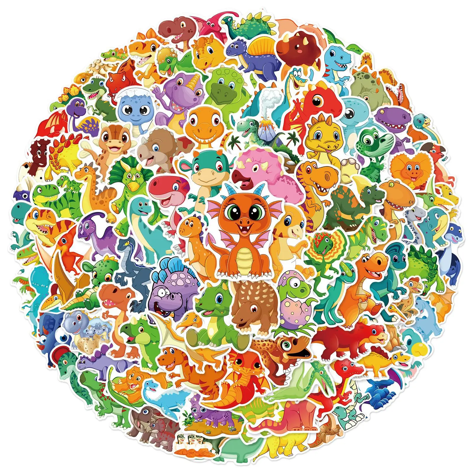 60/120Pcs Cute Cartoon Dinosaur Stickers Kids Toys DIY Stationery Scrapbook Laptop Car Diary Luggage Animals Sticker PVC