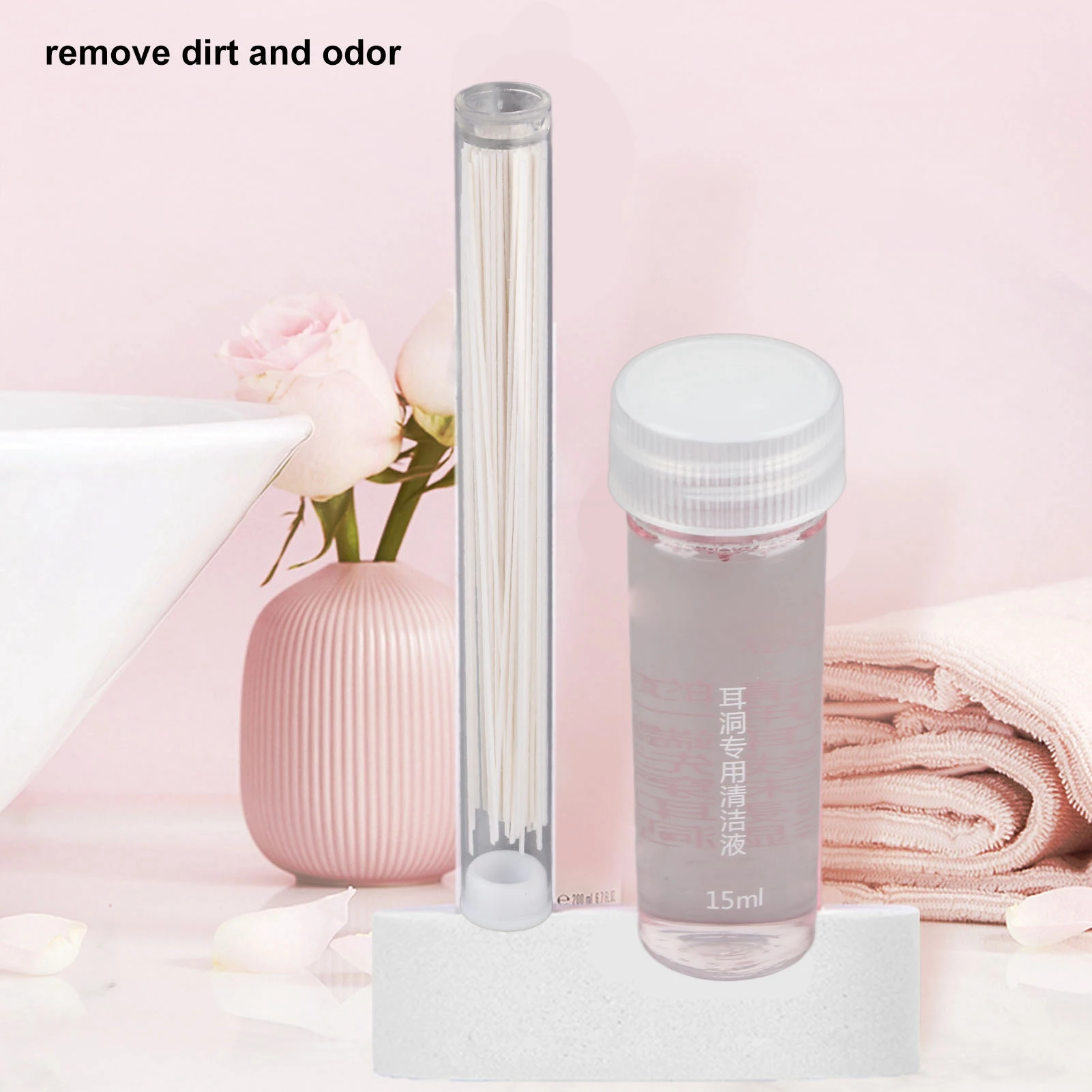 Ear Piercing Cleaning Kit Deodorant Blocking Free Cleaning Ears Holes Tools 15ml Solution 70pcs Lines