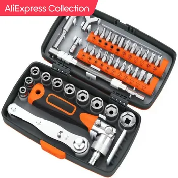 AliExpress 컬렉션 38 1 스크루 드라이버 세트 개폐식 가정용 다기능 매화 모양의 쌀 단어 래칫 드라이버