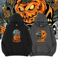 Halloween Skull Demon Pumpkin Sweater Large Size Men and Women Personality Wear Autumn and Winter Couple Warm Comfortable Hoodie