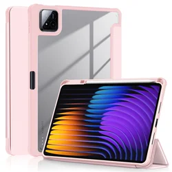 Poco Pad X1 Leather Acrylic Smart Case with Pen Holder for Poco Pad X1 11.2 (Pink)
