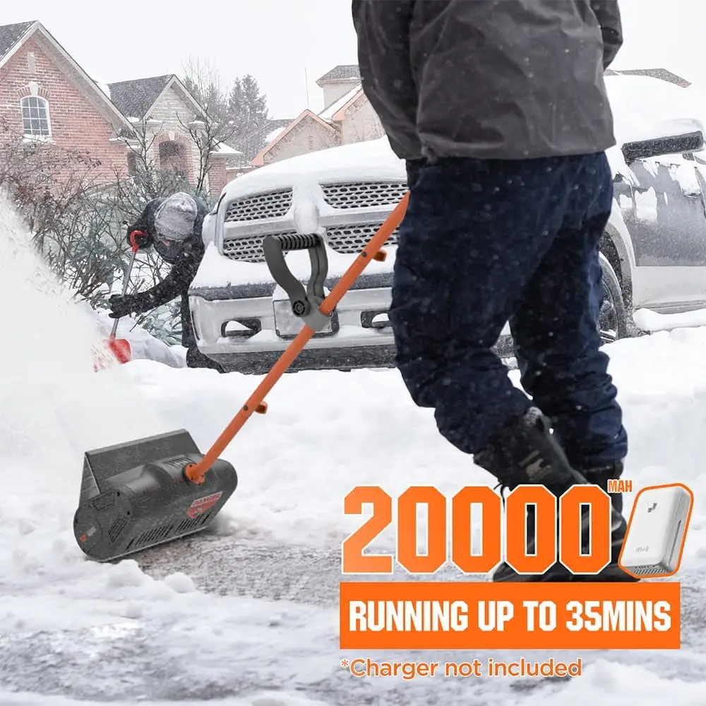Cordless Electric Snow Shovel, 20V 12-Inch Snow Thrower with Adjustable Auxiliary Handle, Battery Powered Snow Blower, 4.0Ah