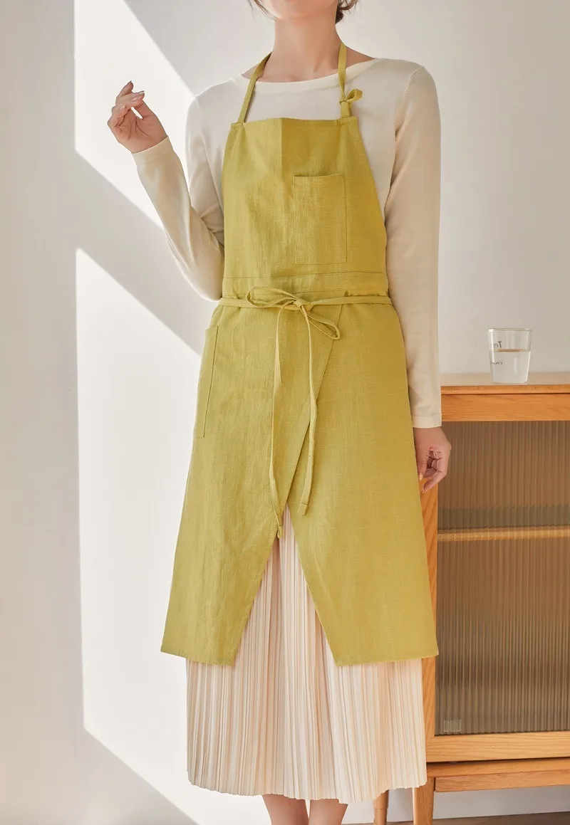 Schürze mit individuellem Logo, geteilter Saum, atmungsaktives Leinen, Backen, Arbeitskleidung, Unisex, geteilte Vorderschürze, individuelle Stickerei, Café-Bäckerei – Detail 11