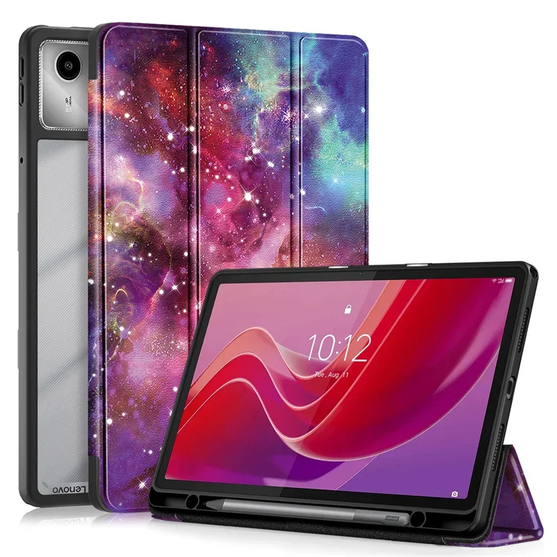 For Lenovo Tab M11 Case With Pen Holder Leather Acrylic Back Fold