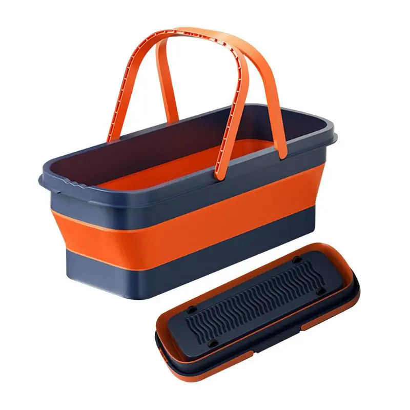 

Collapsible Bucket Portable Folding Mop Bucket For Car Washing With Wheel Multifunctional Folding Basin Household Items Camping