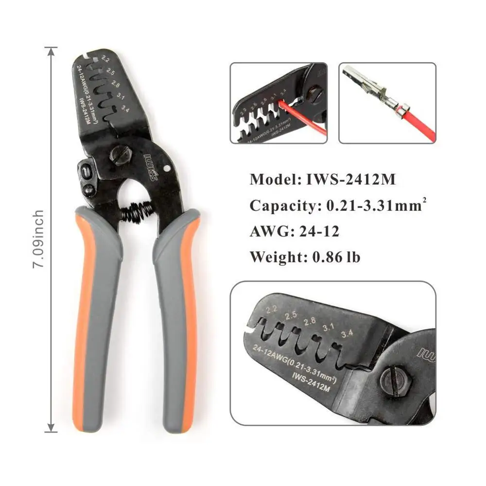 

IWS-2412M/IWS-2820M Crimping Tools for JAM Molex Tyco JST Terminal and Connector Multi-function wire Stripper Cable Cutter plier