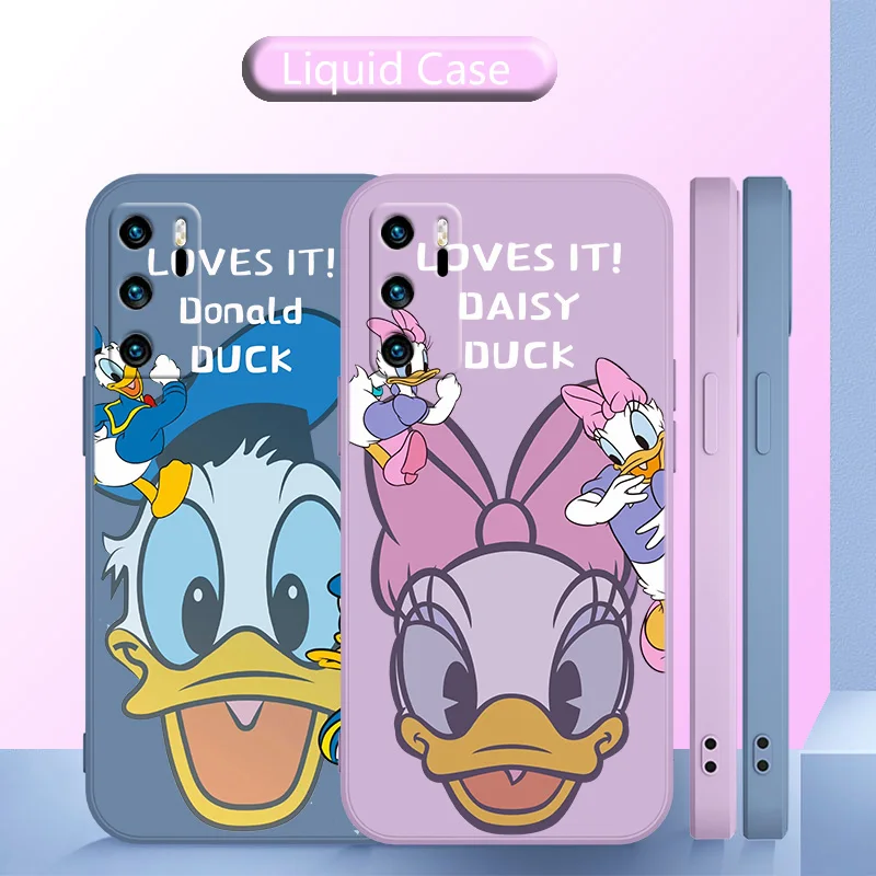 

Disney Big Head Donald Duck Phone Case Liquid Rope For Huawei P20 P20 PRO LITE P30 LITE PRO P40 P50 PRO LITE P SMART PLUS Soft