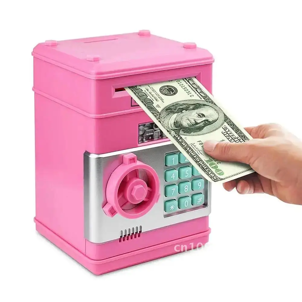 Black Piggy Bank for Kids, Electronic ATM Cash Coin Can Money with Auto Money Jar Password, Safe Gra Box with Children's Saving