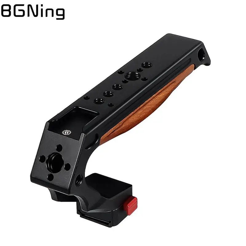 Poignée De La Caméra En Bois, Poignée De La Caméra Support 1/4 Pouce Trou De Vis Anti-Dérapant Ergonomique Pour Lampe Vidéo LED