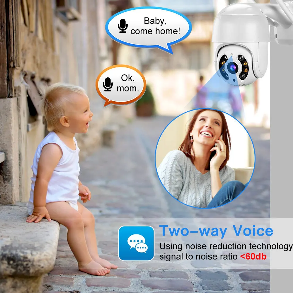2MP 1080P iCsee APP Full Color AI Humanoid Detection Wireless PTZ IP Dome Camera Home Security Intercom CCTV Baby Monitor