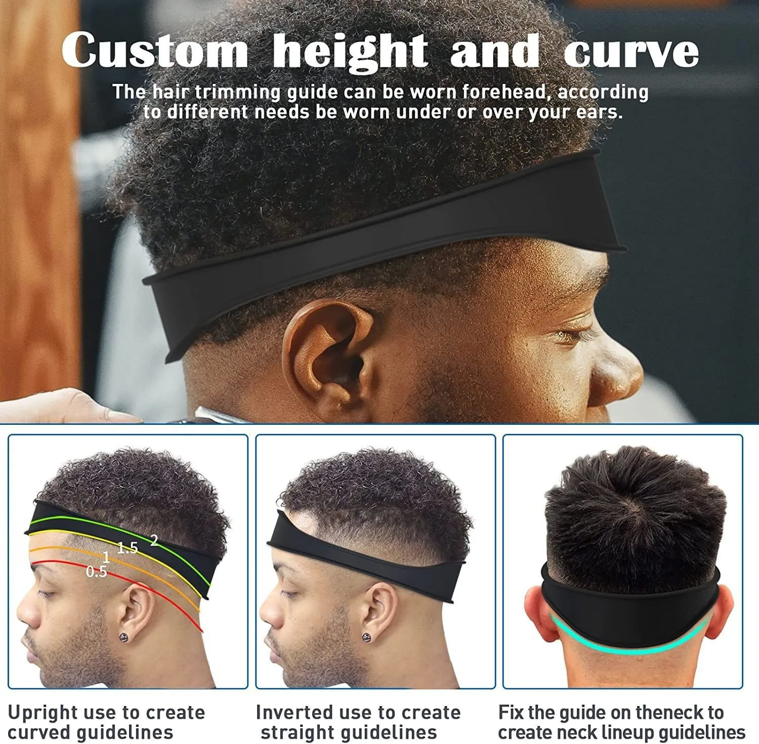 DIY Home Haircuts Curved Headband Silicone Neckline Shaving Template and Hair Cutting Guide Hair Styling Tool - Image 2