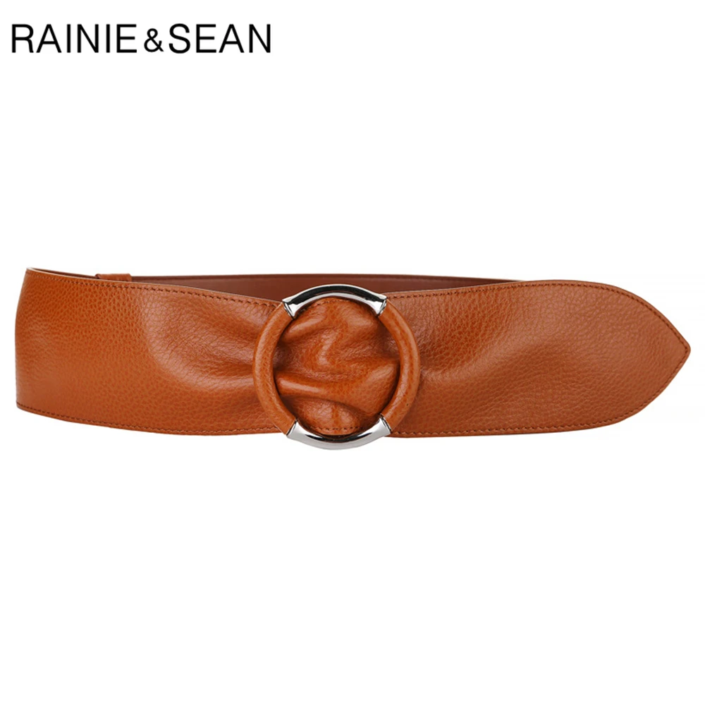 RAINIE SEAN First Layer Cowskin Women Belt Wide Waist Belt Full Grain