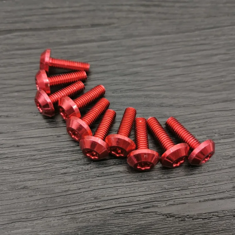Bolts Screw 10pcs Bolts Screw Black Aluminum adornment M6 x 20mm M5 x 16mm Motorcycle Red Anodised 25mm Bolts Red Screws M6 M5 Cap Head