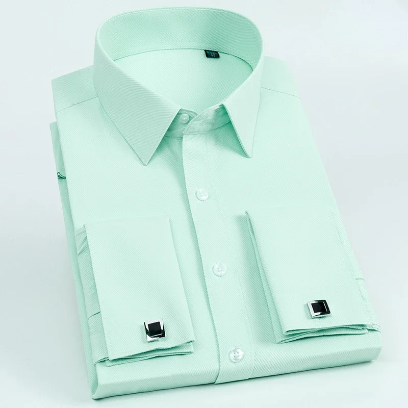 Dress Shirts Mens French Cuff Dress Shirt with Cufflink