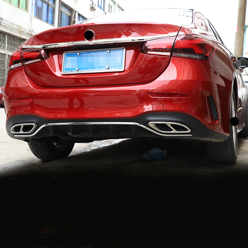 Car Exhaust Pipe Tail Throat Car Sticker 2Pcs for Mercedes W177 Exhaust V177 A200 A-CLASS Rear Bumper Accessories