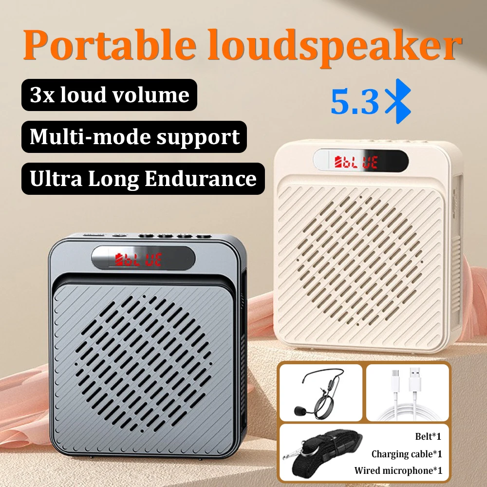 Wireless Voice Amplifier Voice Amplifier 18W Portable Microphone Loudspeaker Voice Amplifier Recorder Headworn Mic Audio Speaker Mini Wired Mike for Teachers Tour Guide