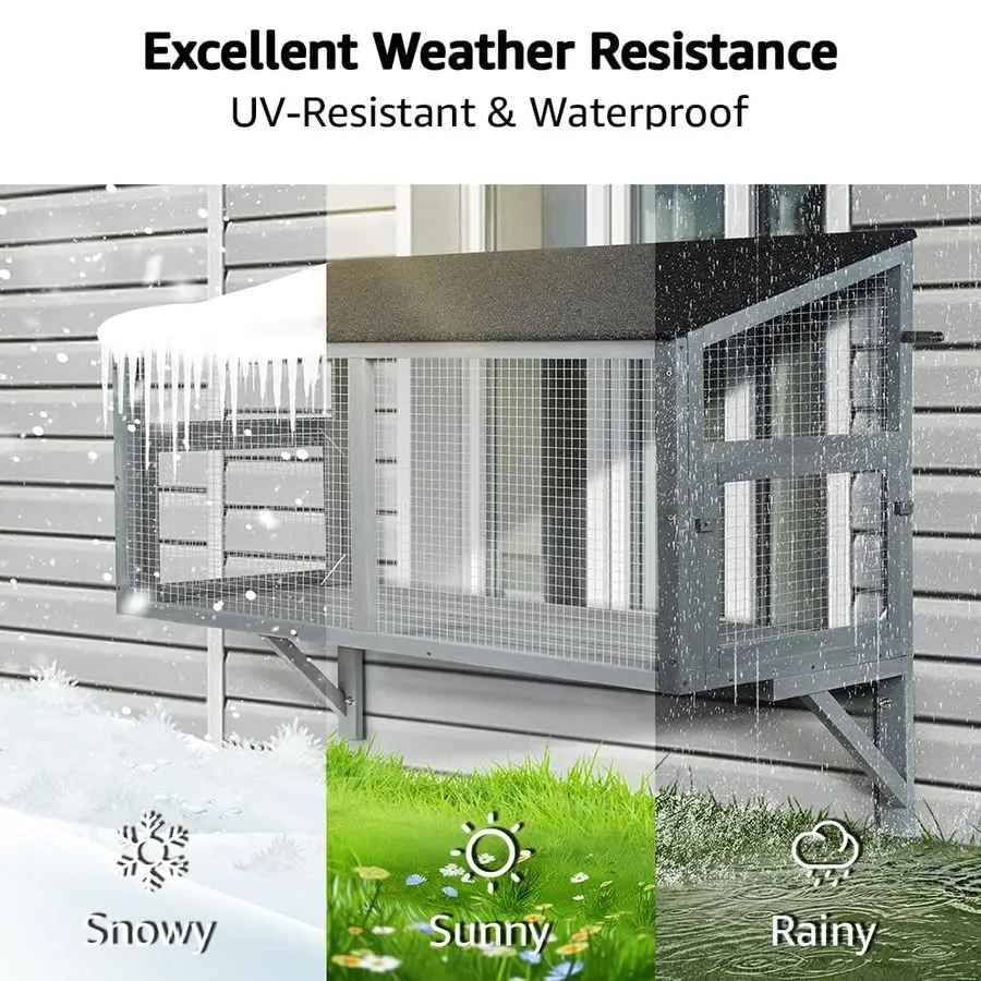 Wooden Window Cat Catio 5