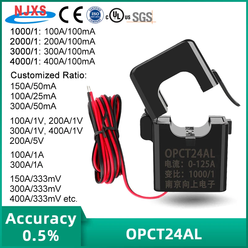 

High Conductivity Split Core Transformer Current Supplier Open Type AC OPCT24AL 50A 100A 150A 200A 250A 300A 400A 1A Clamp CT