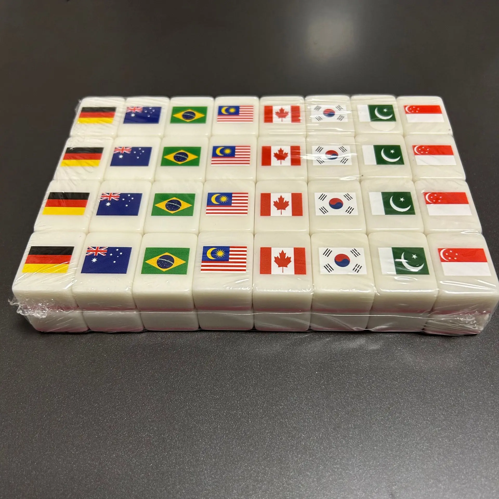 64Pcs Tiktok Seaside Escape Mahjong Tile Game with Pattern of Flag Ball Funny Parent Child Party Game Children Toy Gift ﻿ 5