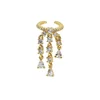 Boucles d'Oreilles Double 2 Piercing pour Femme, Goutte d'Eau, Tendance, Romantique, 5A CZ, Station Link, JoTassel, 1 Pièce