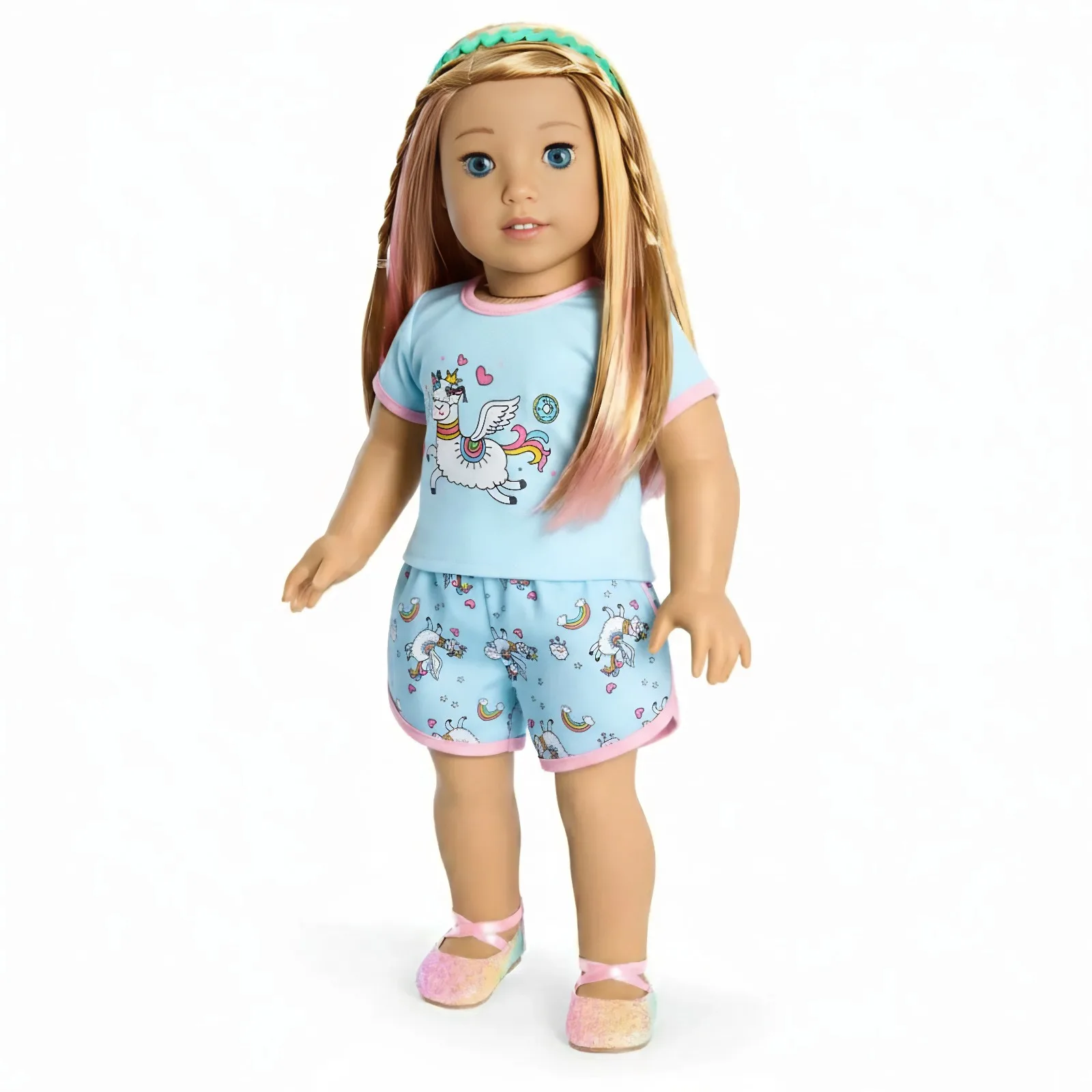 Handgefertigtes T-Shirt + Shorts für 43 cm große Puppen, Kleidung, Zubehör, 18 Zoll, amerikanische Puppe, Mädchenspielzeug, Weihnachtsgeschenk – Detail 28