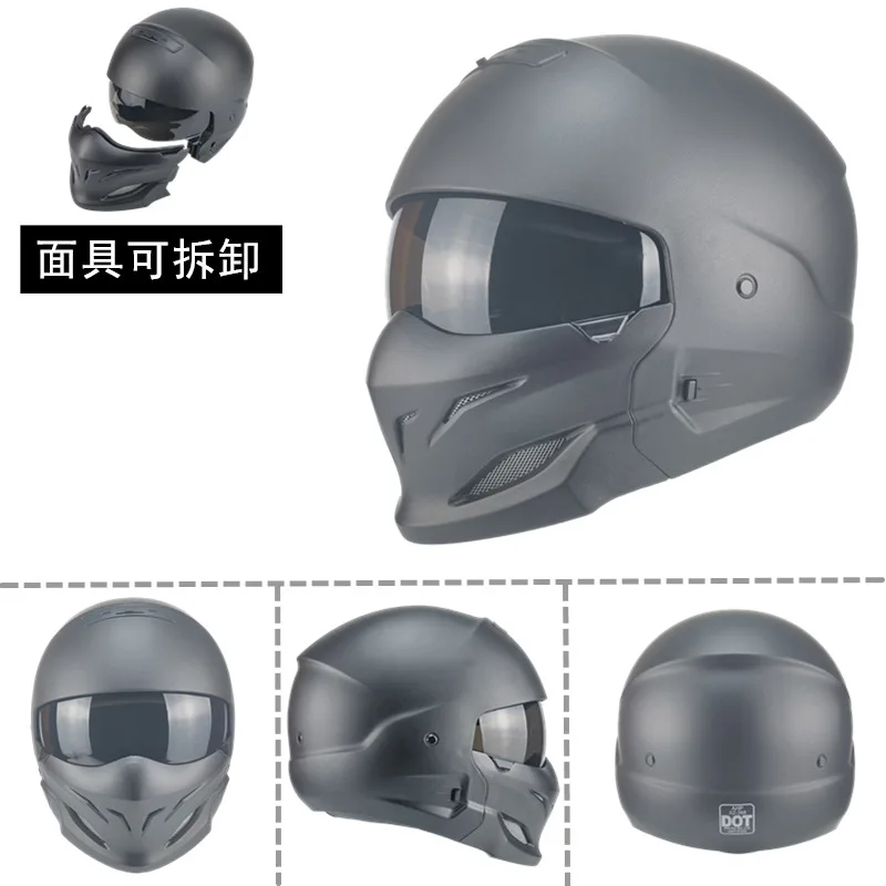 

Samurai Black Scorpion Helmet Men's Retro Combination Helmet Half Helmet Four Seasons Electric Vehicle