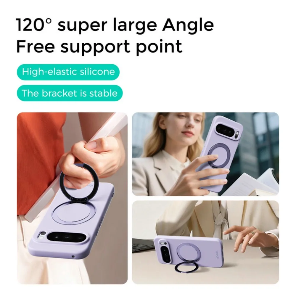 Magnetic Silicone Ring Stand Case with Liquid Soft Finish