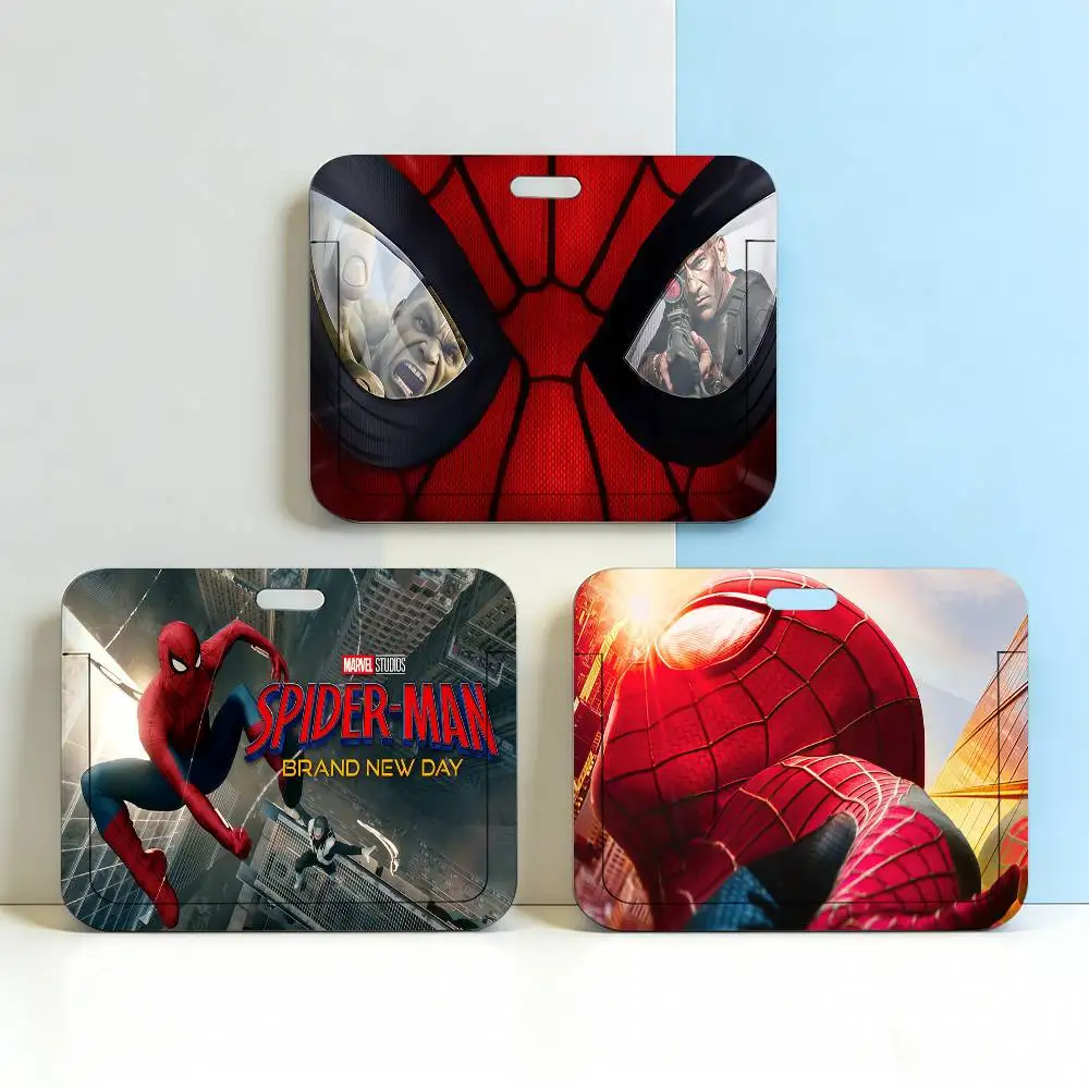 필름 S-스파이더맨 브랜드 뉴 데이 투명 카드 홀더 직원용 플라스틱 슬라이드 커버 랜야드 업무용 비즈니스 ID 가방 버스용