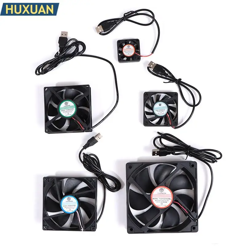 USB 브러시리스 슬리브 베어링 CPU 냉각 팬 쿨러, 컴퓨터 PC용, DC 5V, 4cm x 4cm, 6cm x 6cm, 8cm x 8cm, 9cm x 9cm, 12cm x 12cm