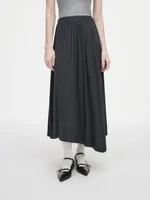 FSLE Women Autumn Knitted Elegant Set Dark Grey Blouse Skirt Asymmetric Design Thin Pullover Long Sleeve Top Long Knit Skirt - Image 4