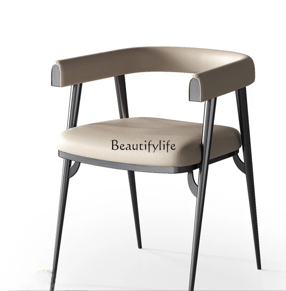 

Modern Light Luxury Tea Chair High-End Villa Tea Room Stainless Steel Chair with Armrest
