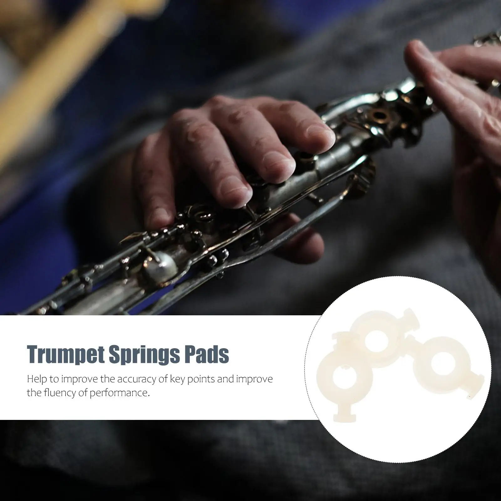 3 Small Piston Holders Useful Trumpet Spring Pads Cornet Supporting Plates Clean Button White Valves