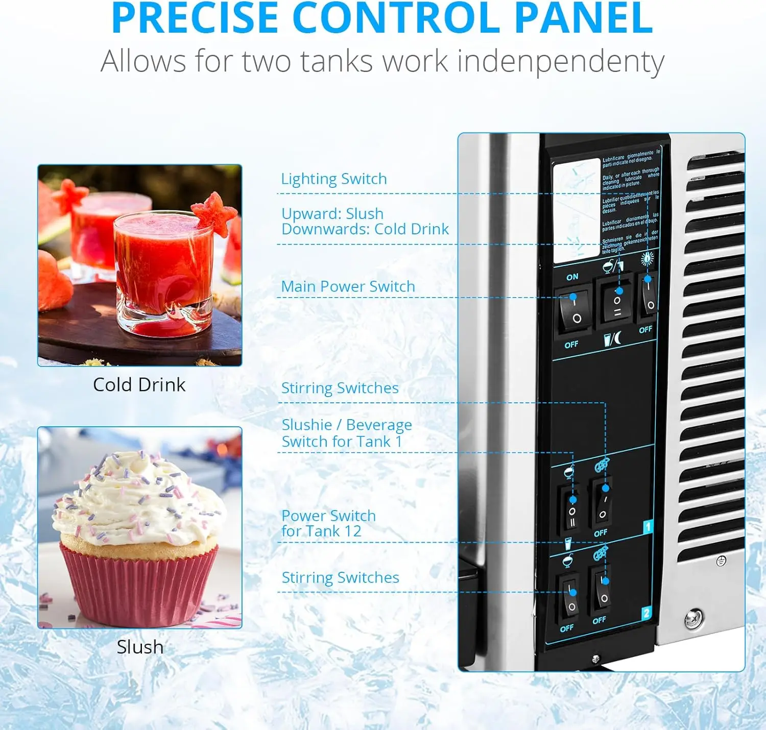 Commercial Slushy Machine 24L, 6.4 Gals Margarita Machine, 500W Frozen Drink Machine, Food-Grade PC Tanks & Stainless Steel 5