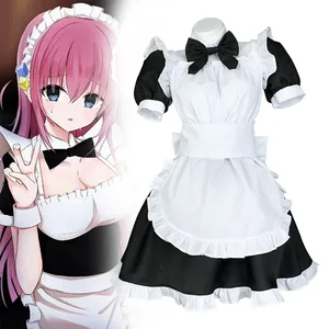 Anime Bocchi the Rock Gotou Hitori Cosplay Cosutme Lolita Sexy Black White Maid Uniform Dress For Women Halloween Party Clothes