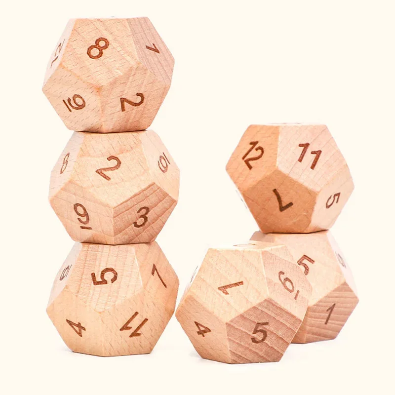 12 Side Sculpture Digital Dice  Solid Wooden Dice  Board Games Accessories 80 pieces wooden game counters 10 5mm tiddly winks numeracy teaching board games supplies accessories